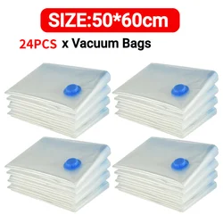 Reusable Vacuum Compression Bags with Electric Pump for Clothes Storage and Organization (50X60cm 24pcs Bag)