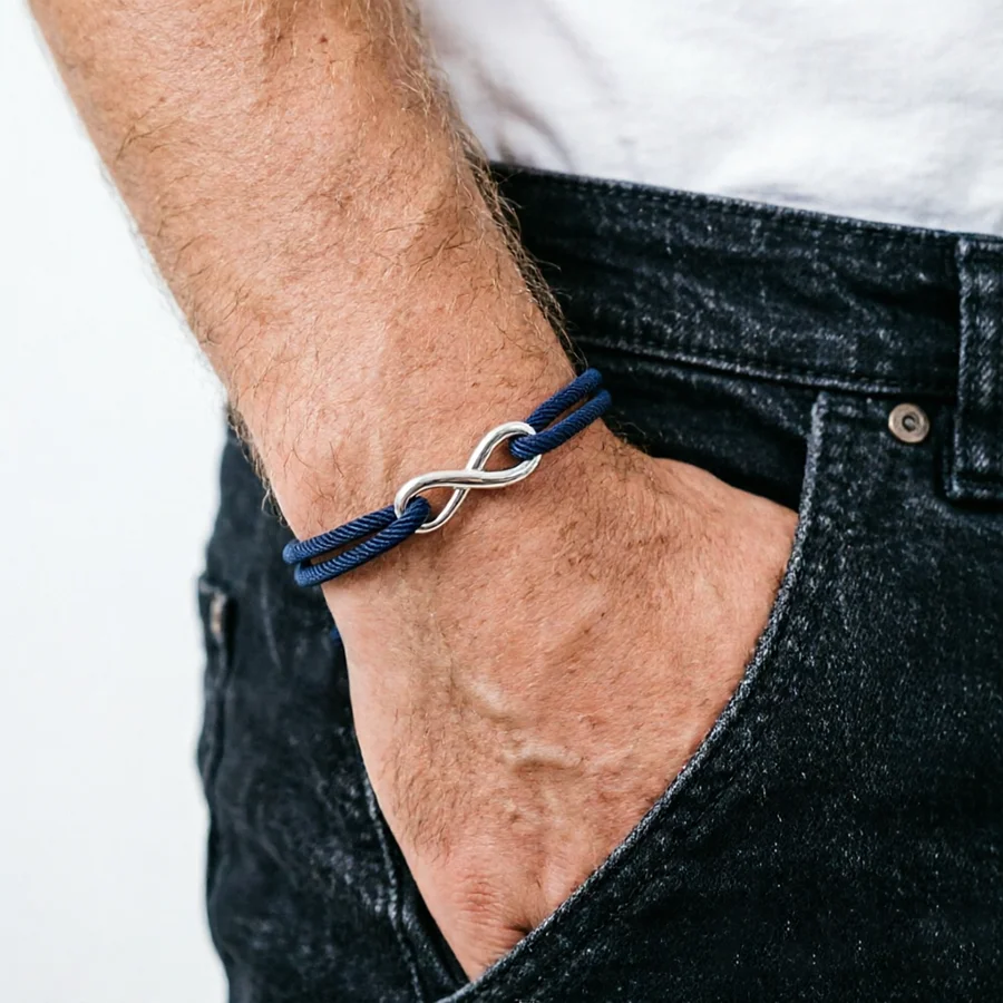 Noter Neues minimalistisches Herren-Schnurarmband, verstellbar, lichtbeständig, 5 Farben erhältlich, 3 mm Schnur der Güteklasse A, lässiges Handgelenk-Zubehör für Herren