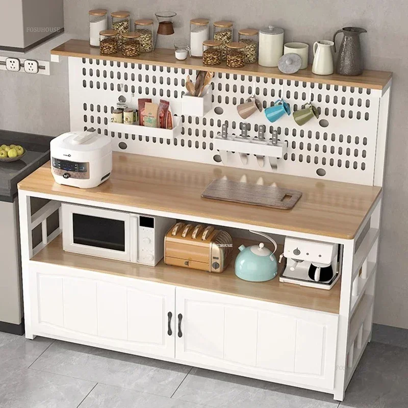 Modern Creative Kitchen Cabinets with Perforated Board Multifunctional Food Preparation Table Integrated Kitchen Storage Cabinet 2