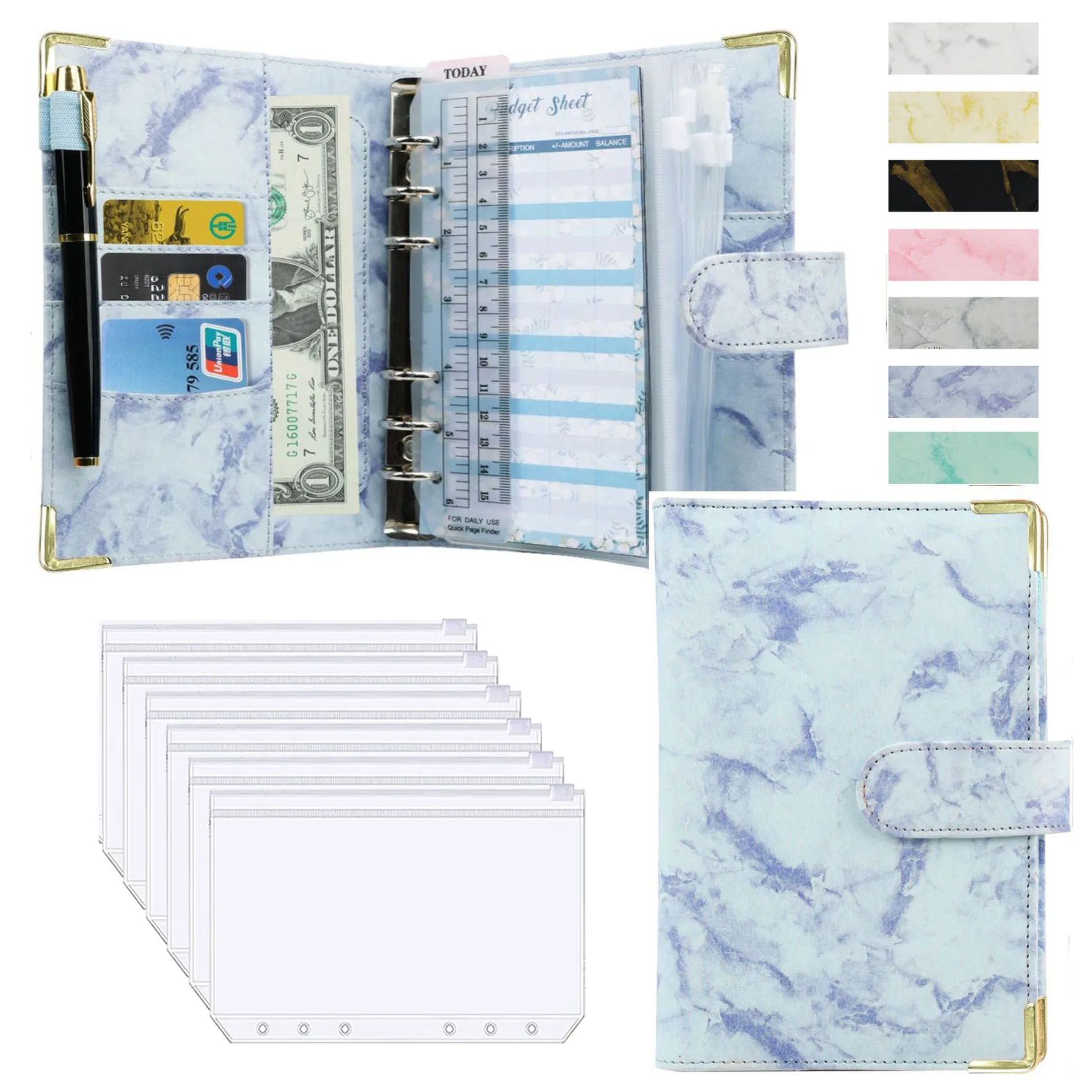 Luxury PU Leather Budget Organizer and Planner - Marble Design