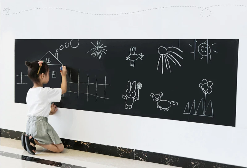 Description Picture 2 of itemChalk Board Blackboard Stickers Erasable PVC Draw Mural Decor ChalkBoard Wall Sticker for Kids Rooms Bedroom Office 45x200cm