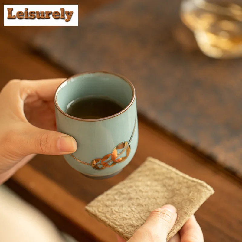 Chinese Officer Kiln Wealthy Master's Cup Creative Ceramic Tea Bowl Personal Tasting Meditation Cup Kung Fu Teaware Gift Box Set