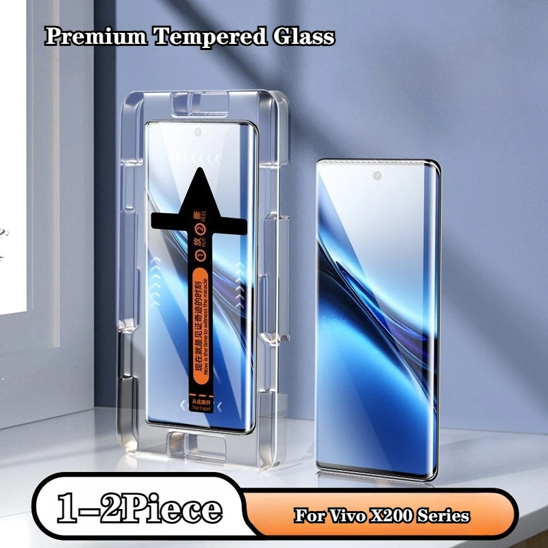 Fácil instalação de vidro temperado livre de poeira para vivo x200 ultra x200 pro borda cola protetor de tela de cobertura completa para vivo x 200 vidro