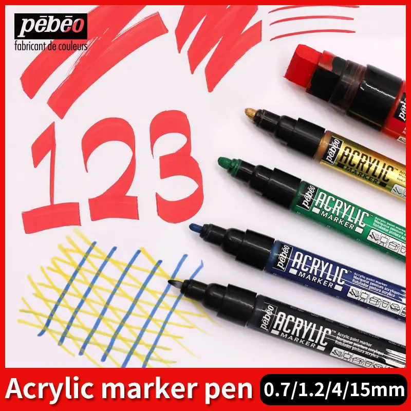 Pebeo Acrylic Paint Markers Pens 1.2mm Marker Pen Art Supplies for Rock Painting, Stone, Ceramic, Glass, Wood, Canvas 1PC