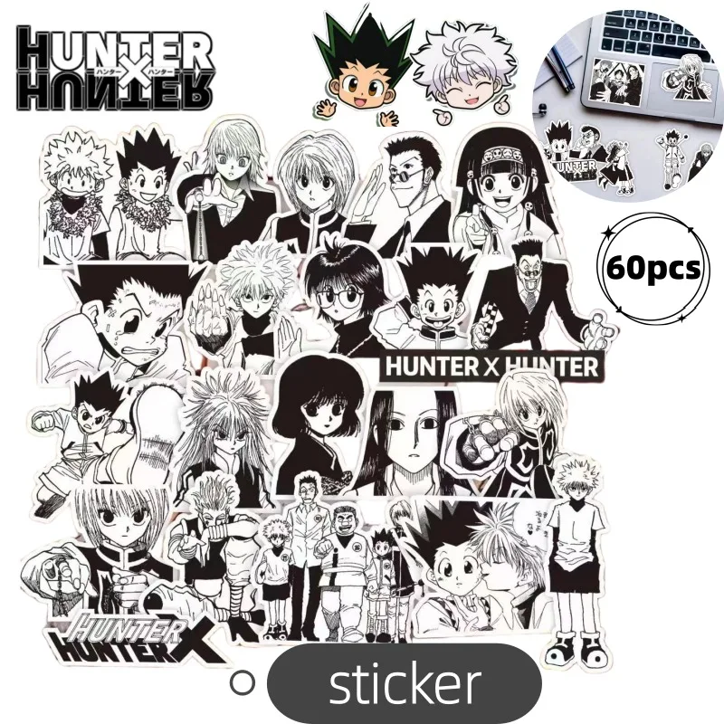 Hunter Hunter Gon Freecss Hisoka Killua Zoldyck Cartoon süße schwarz-weiße Manga-Tagebuch-Dekorationsaufkleber wasserfeste Aufkleber
