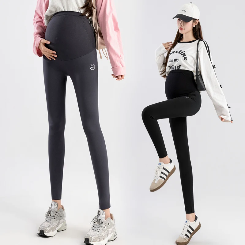 Autumn Pregnant Woman Shark Skin Legging Ankle-length Fashion Maternity Skinny Pants Pregnancy Stretched Pants Seamless Leggings