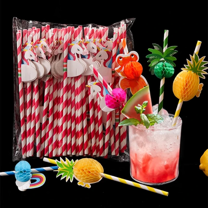Disposable Straws Biodegradable Environmental Protection Holiday Party Juice Drink Cocktail Decoration Colorful Straws disposable plastic straws