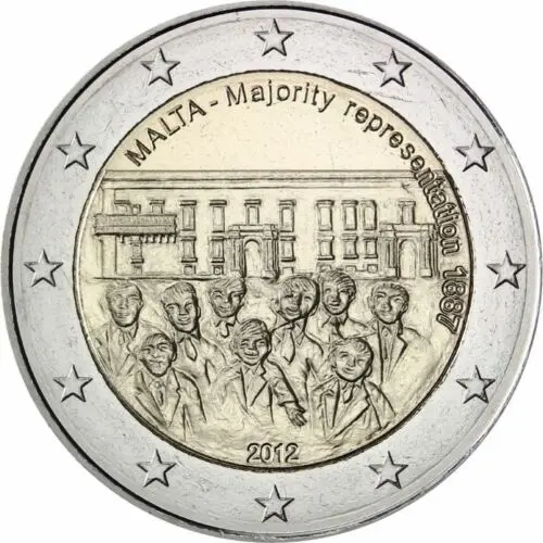 Malta 2012 Moneta Commemorativa 1887 Sistema Di Riconoscimento Della Quota Elettorale 2 Euro Unc Nuovo Di Zecca