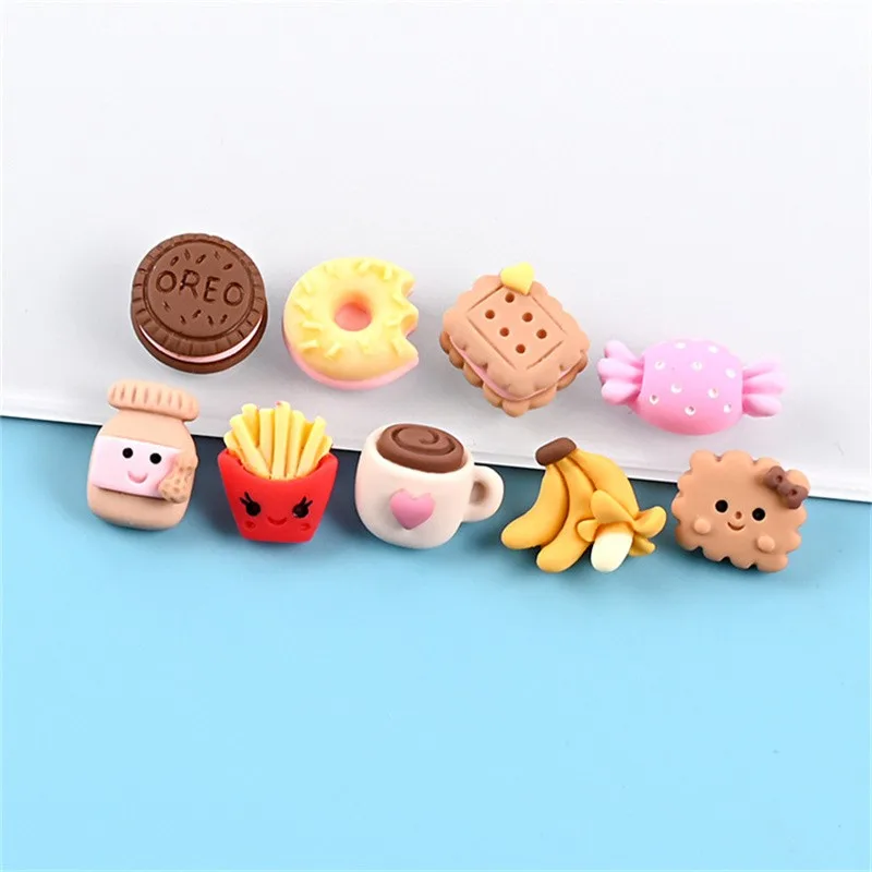 20Pcs Mini Simulation Candy Biscuits Donuts Flat back Resin Cabochon DIY Hair Accessories