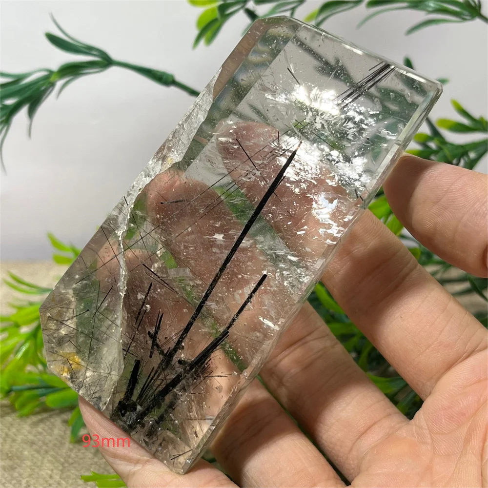 Crystal Natural Garden Black Hair Palm Quartz Free Form Stone Reiki Healing Mineral Specimen Home Stone Decoration Gift Energy 2