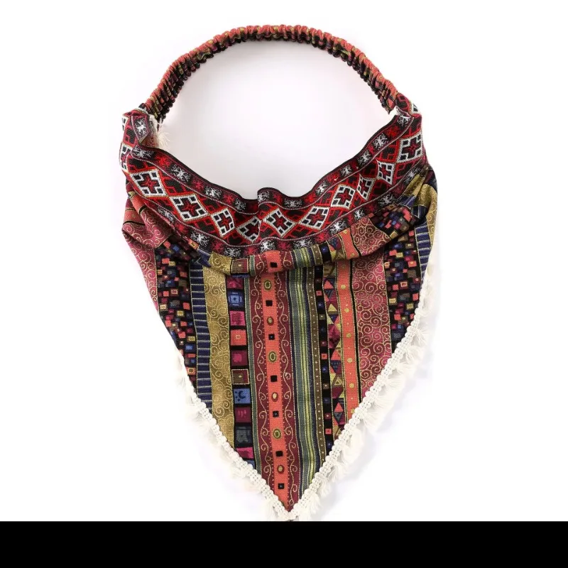 

New hair accessories headscarf women's ethnic style tassel headband versatile tie dyed fabric headscarf