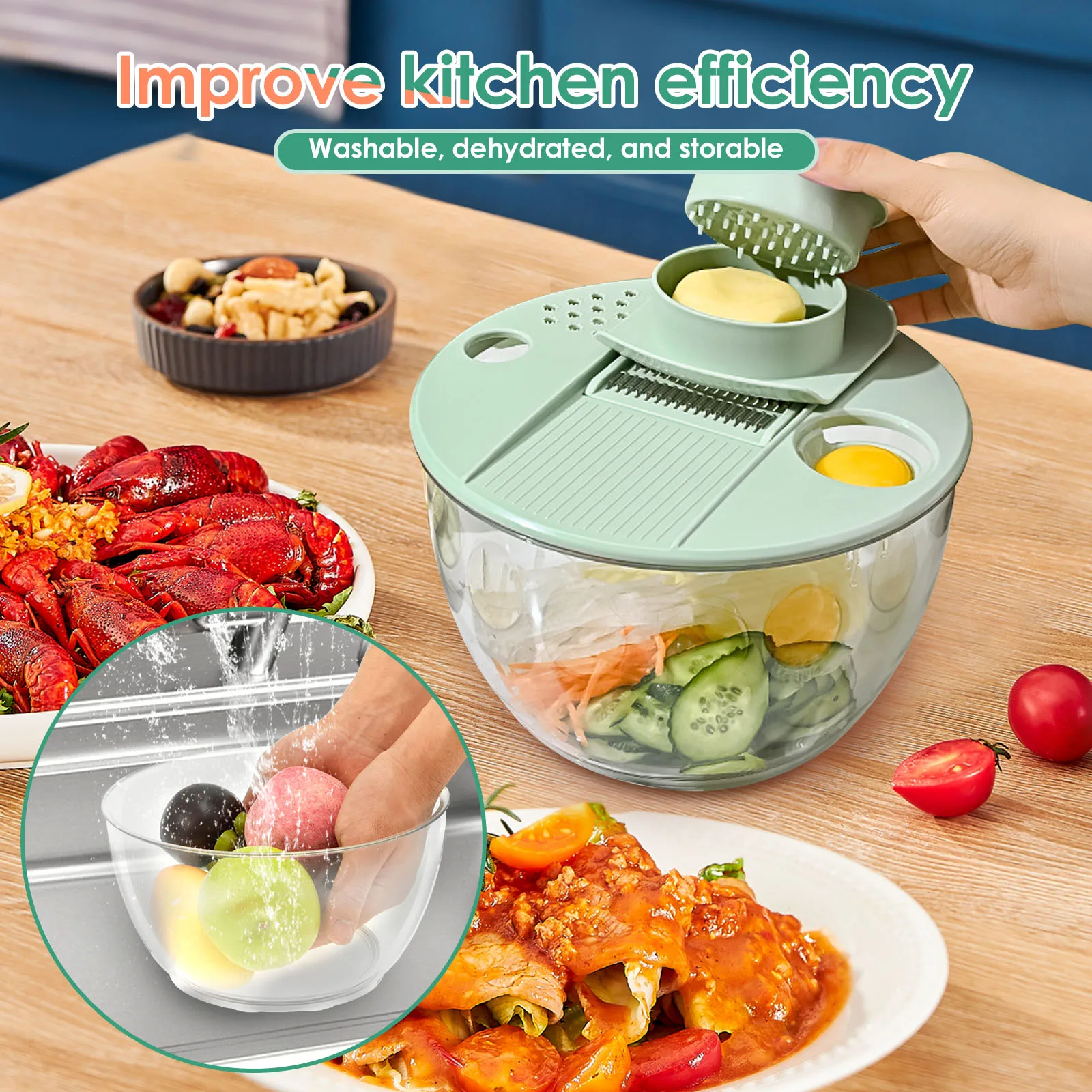 Vegetables Salad Spinner Lettuce Leaf Vegetable Dehydrator Multifunctional Vegetable Washer Bowl Salad Dryer Mixer