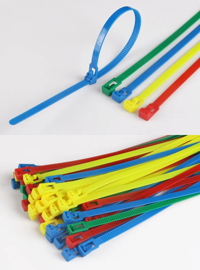 Releasable Cable Tie 100Pcs 4/5x150mm/200mm Plastics Reusable Loop Wrap Nylon Zip Bundle Strap Buckle Slipknot