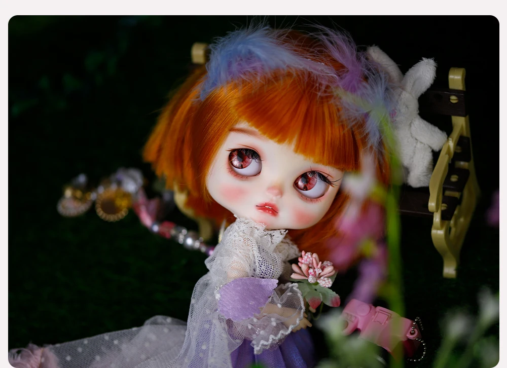 Quinn - Premium Custom Neo Blythe Doll with Ginger Hair, White Skin & Matte Smiling Face 5