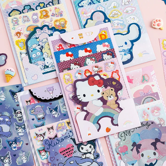 Sanrio Sticker Book Cute Hello Kitty Cinnamoroll Kuromi MyMelody Kids Hand  Account Decorative Sticker Stationery School supplies - AliExpress