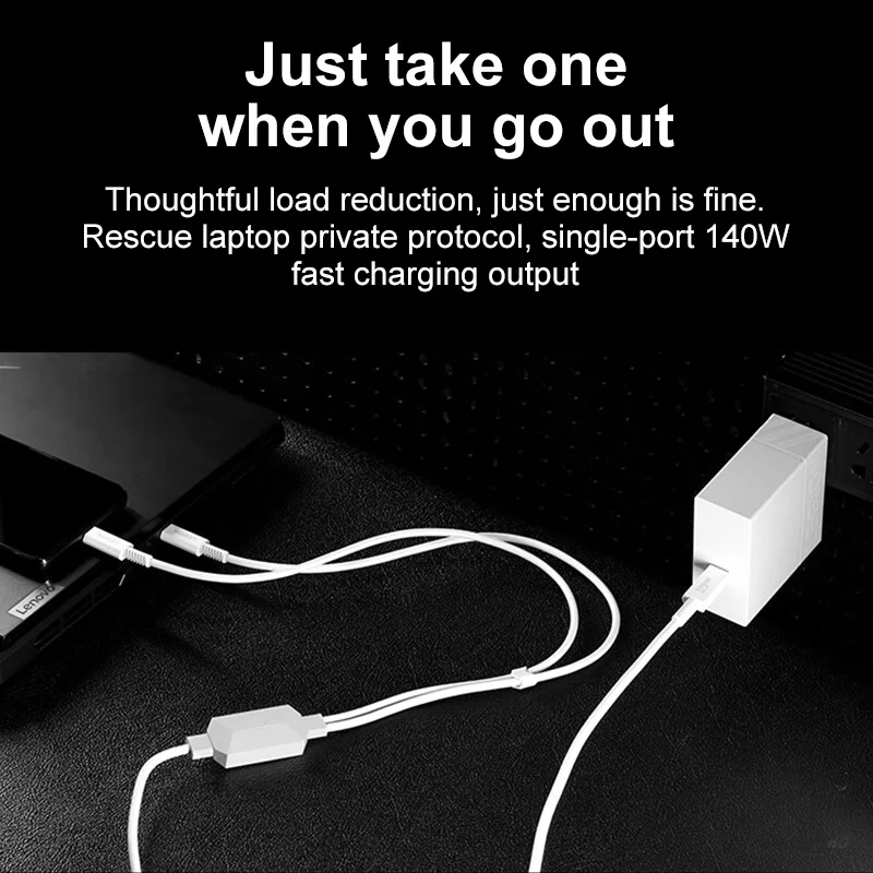 레노버 리전 C170W Gan 충전기 Cto2C 케이블 원투투 Y 스플리터 USB-C 고속 충전 140W+30W 노트북 및 휴대폰용