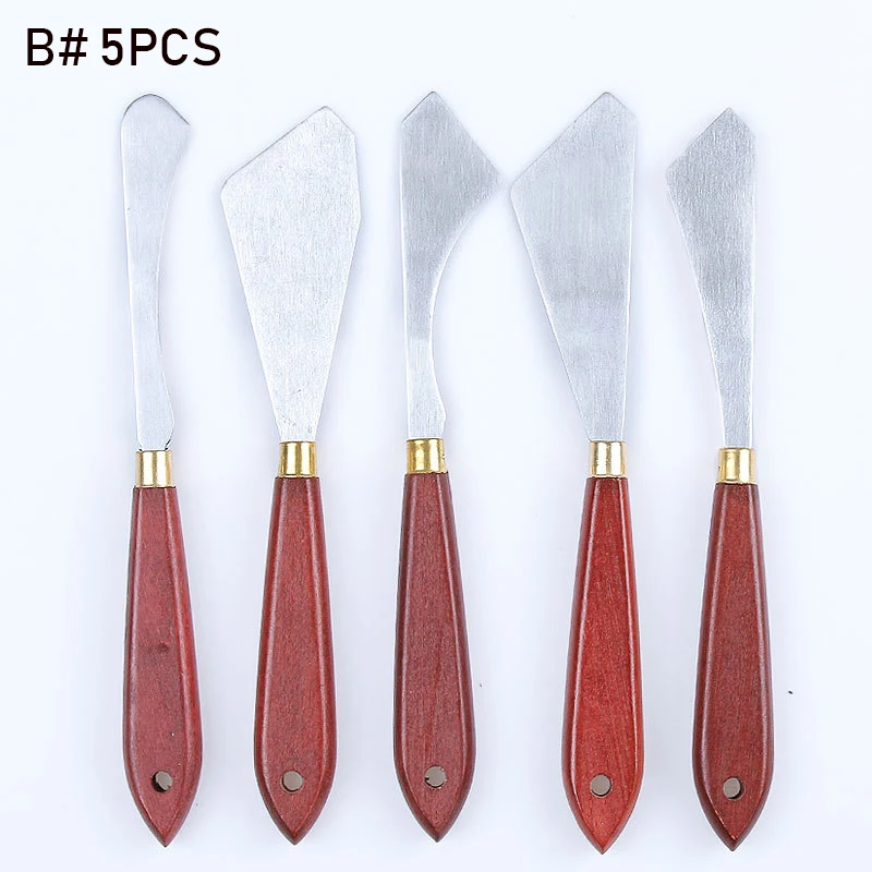 5Pcs/Set Stainless Steel Oil Painting Knives Artist Crafts Spatula Palette  Knife Oil Painting Mixing Knife