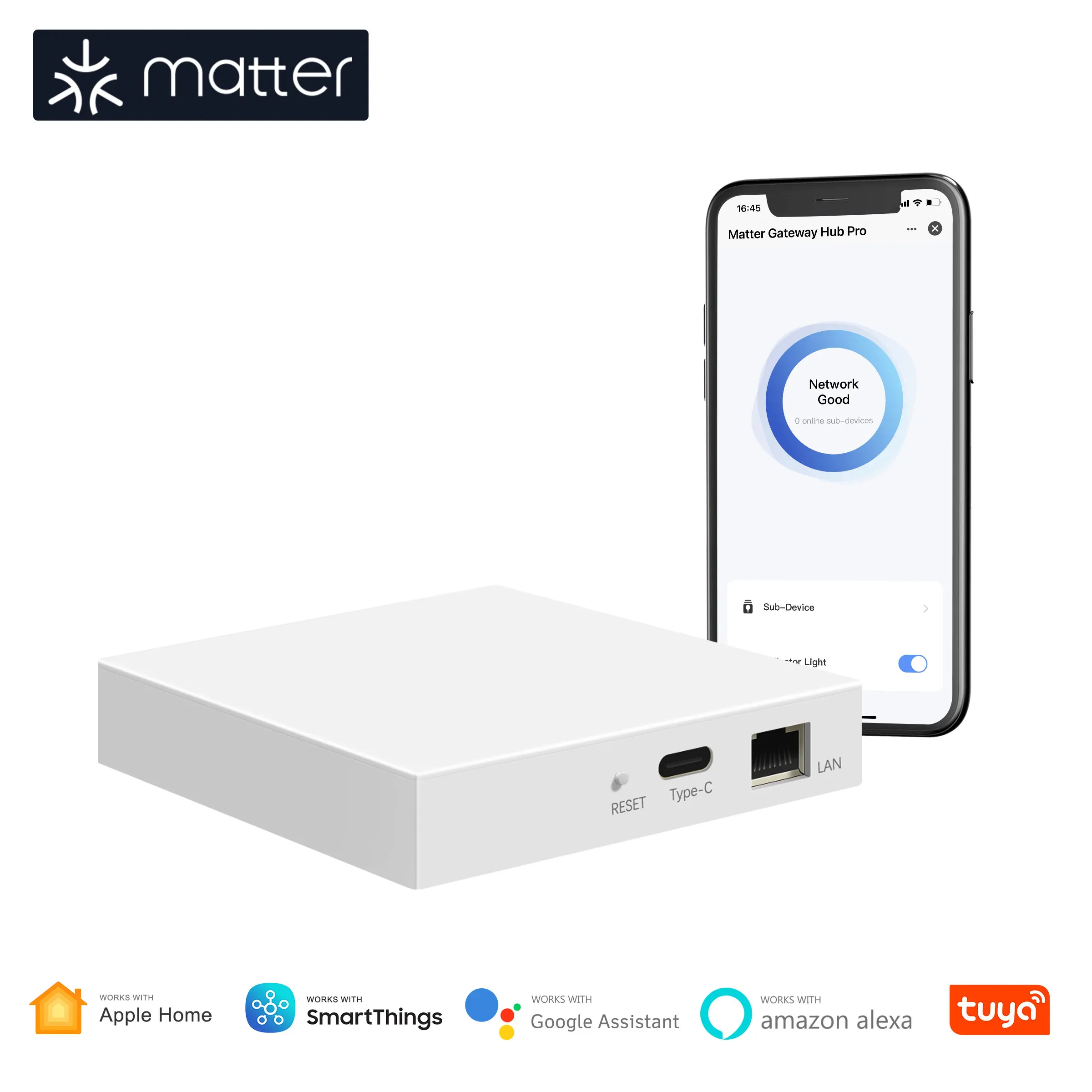 

GIRIER Tuya Matter Thread ZigBee Gateway Bridge Smart Home Wired ZigBee Hub Work with Alexa Google Home Siri Homekit Smartthings