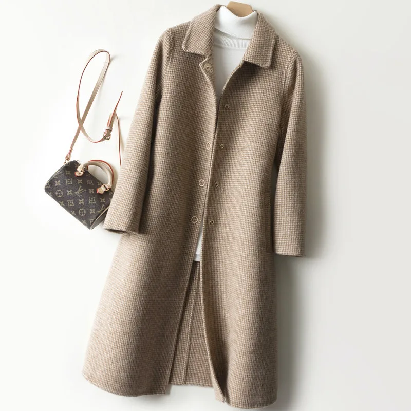 

2023 Autumn Winter Women Wool Cashmere Double-Sided Long Woolen Coat New Fashion Female Casual Wool Jacket Overcoat women woolen