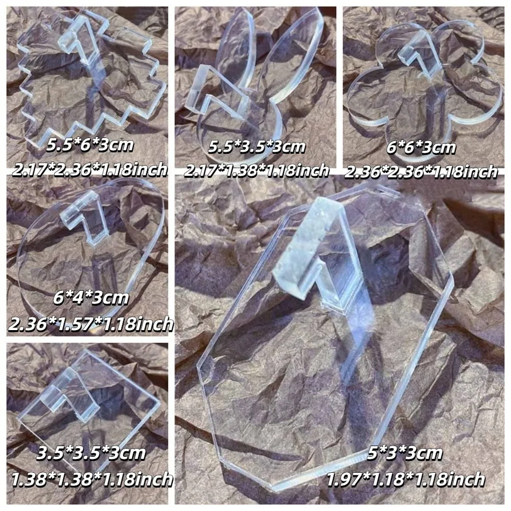 6Pcs Firmly Transparent Acrylic Nail Holder Heart Shape Flower Nail Art Display Rack Tools Rabbit Nail Showing Shelves Training