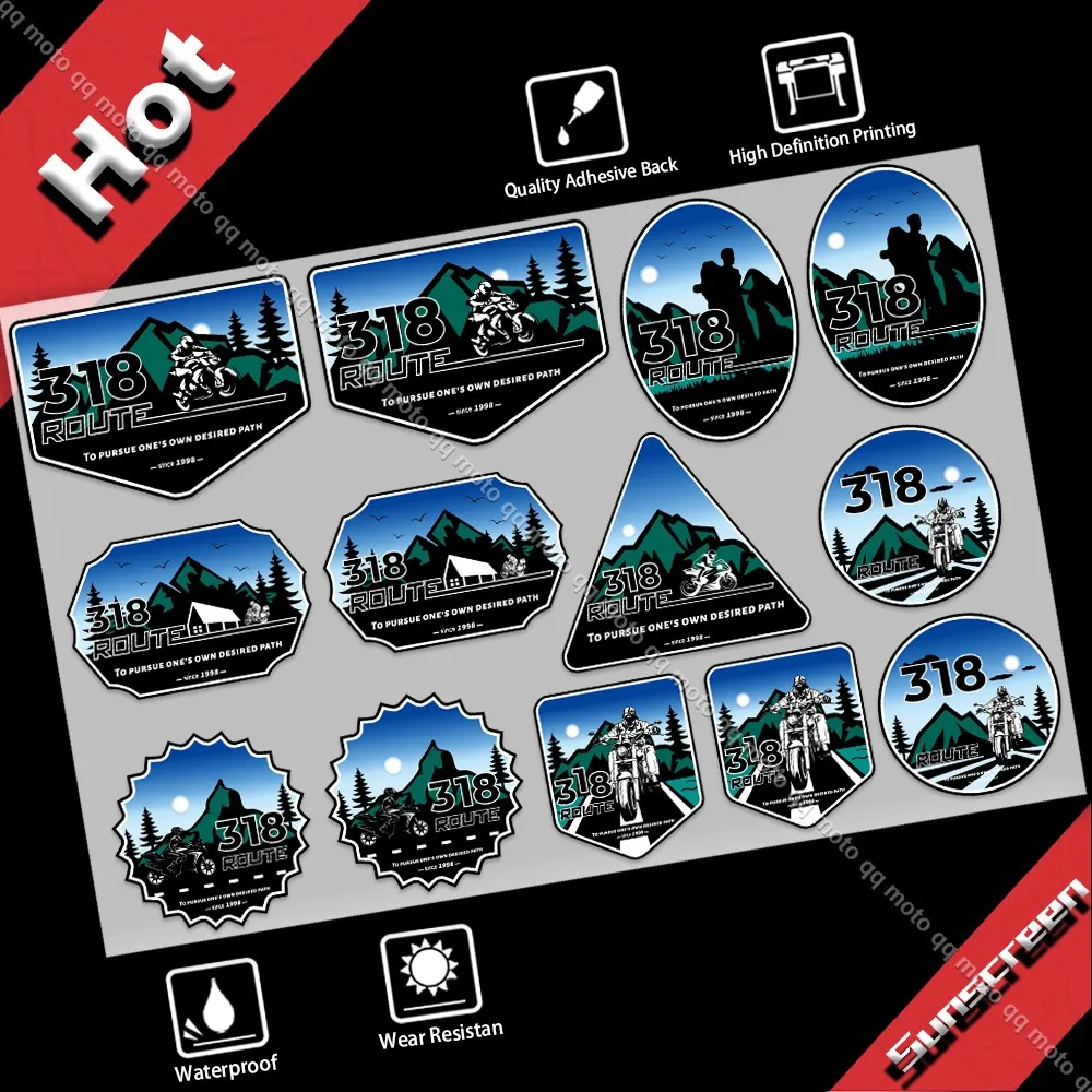 Motorcycle Sunset Camping Travel Decal Adventure Rider Vinyl Reflective ...