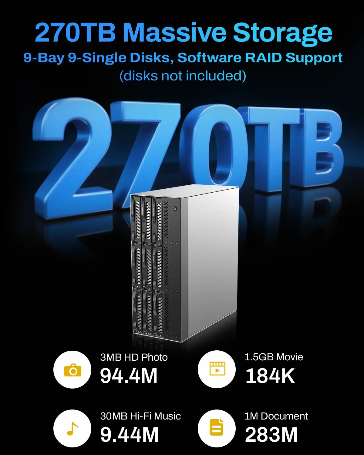 TERRAMASTER D9-320 하드 드라이브 인클로저 - 9베이 USB 3.2 Gen2 10Gbps 외장 HDD 스토리지(디스크 없음)
