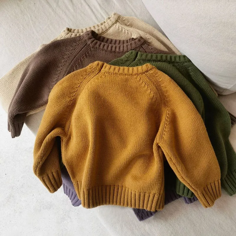 Knit sweater Baby Sweaters Autumn Winter Kids Boys Girls Long Sleeve Pure Color Knit Sweater Pullover Clothes
