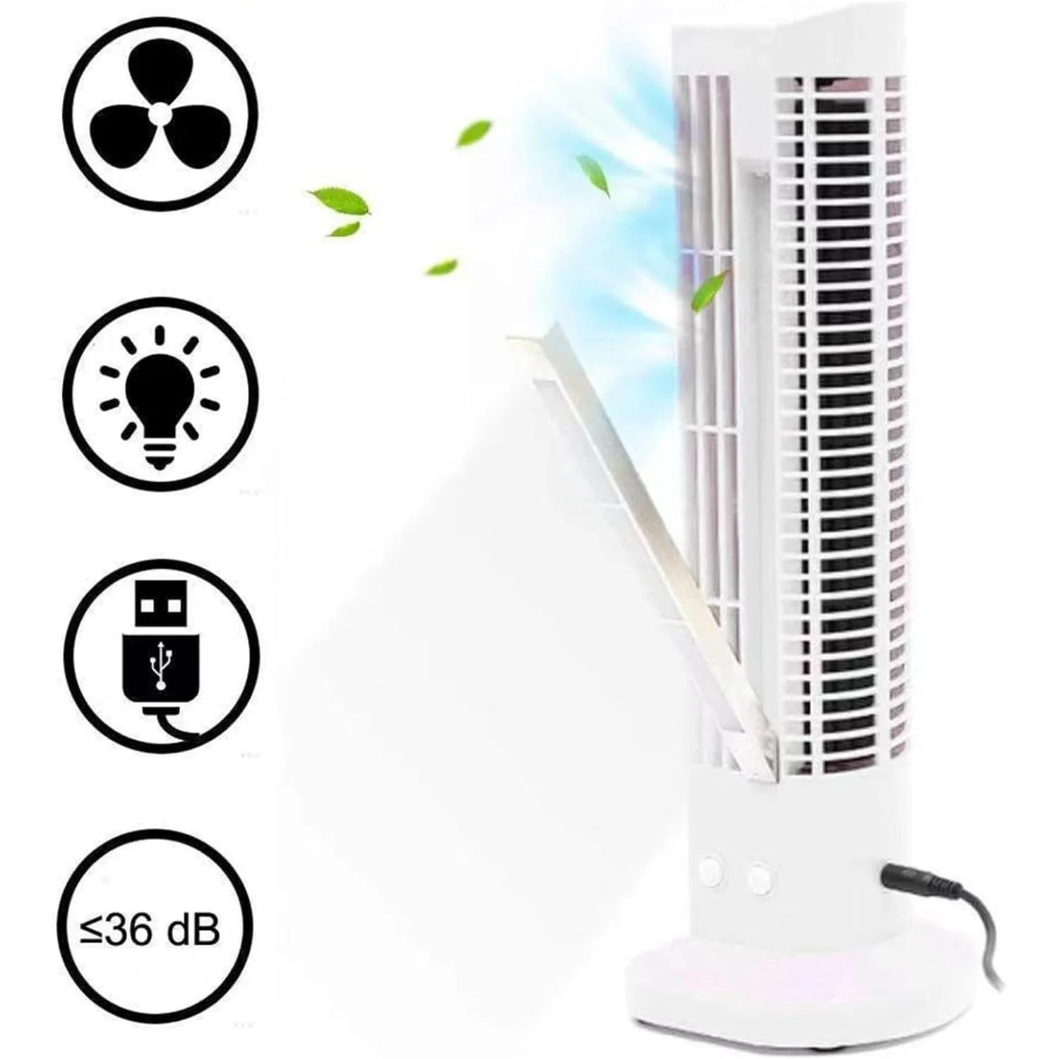 미니 수직형 날개 없는 에어쿨러 팬 LED 조명 포함 휴대용 USB 데스크탑 에어컨 팬 냉각 타워 팬 가정 사무실용
