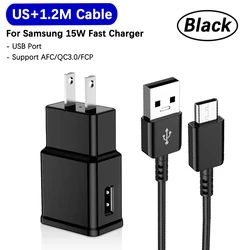 Samsung 15W Super Fast Charger EU/US Travel Power Adapter - Black - US With Cable