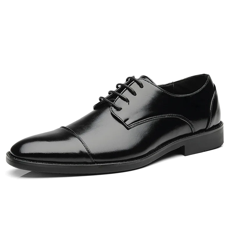 Classic Man Retro Derby Leather Shoes Lace Up Mens Business Dress Office Shoe Fashion Wedding Party Suit Oxfords British Style