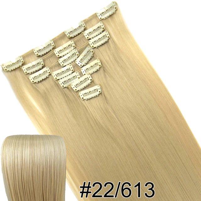 TOPREETY Heat Resistant B5 Synthetic Fiber 130gr Straight clip in hair Extensions 7006 22-613