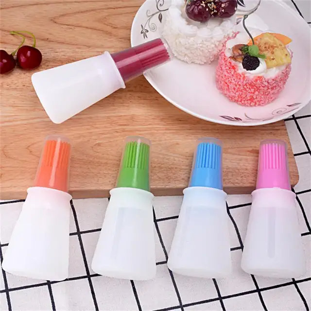 1 Pc Méretarányú Olajpalack Bbq Olajkefe Szilikon Háztartási Fűszerek Palacsinta Kefe Olaj Szerszám Sütés Eszköz - Image 3