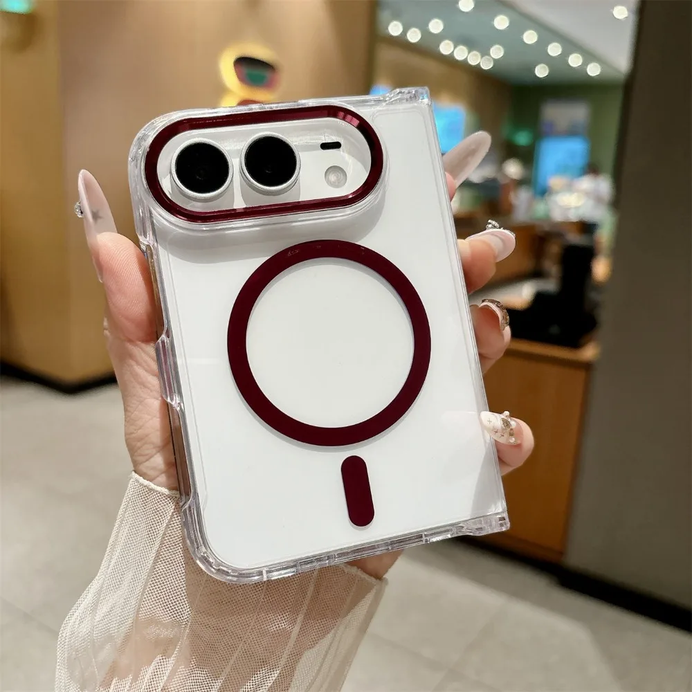 Duo Fold Transparent Magnetic Phone Case with Magsafe Wireless Charging Compatibility