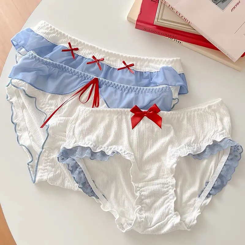 

Japanese Panties Cute Young Girl Princess Style Lace Bow Decoration Women's Underwear Sexy Underpants Lingerie For Ladies