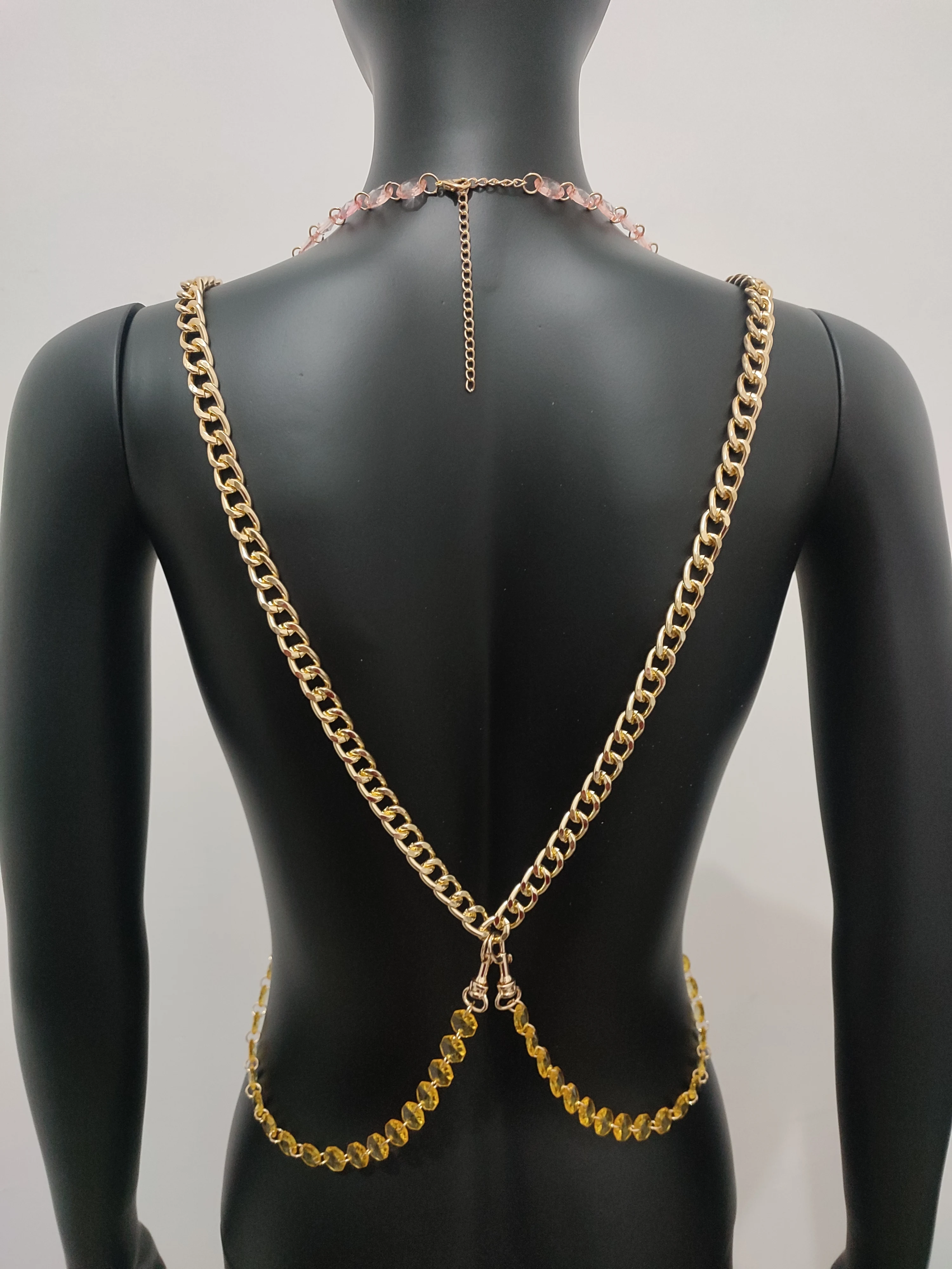 2023 Summer Colorful Transparent Acrylic Sling Tube Top Body Chain Beach Party Festival Women's Chest Fashion Jewelry