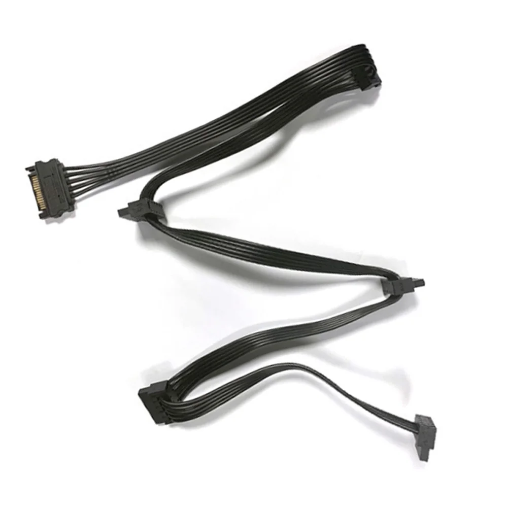 4 Pin Male to SATA 15 Pin Female Power Supply Cable 1 to 5 Cord Hard Drive IDE Molex to 5-Port 15Pin SATA Power Cable 30 inch