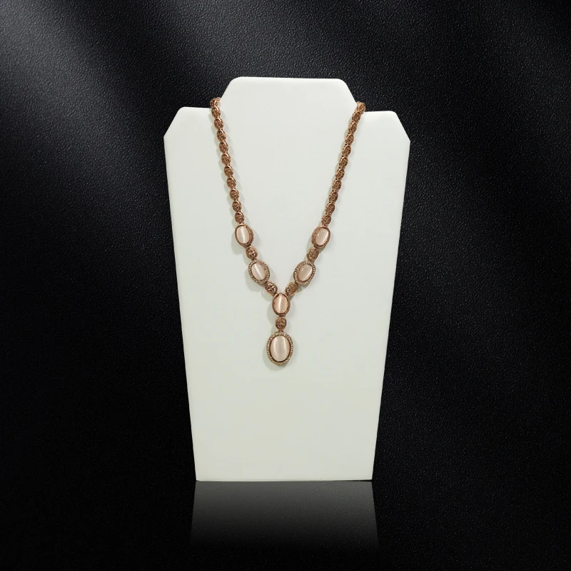 White PU Leather Jewelry Display Stand for Rings Earrings Necklaces - Store Window Counter Showcasing Rack for Jewelry Props