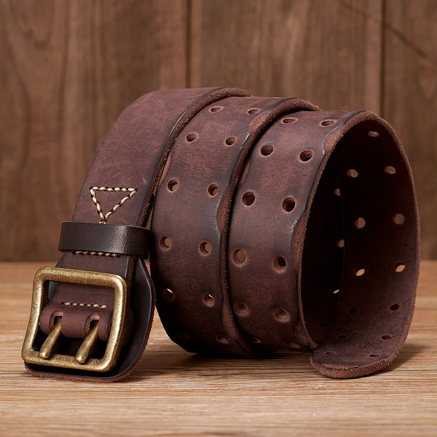 Cinturón de cuero de vaca para hombre, cinturón de trabajo informal de  lujo, de alta resistencia, de aleación de cuero de grano completo, doble  punta, 3,8 CM - AliExpress