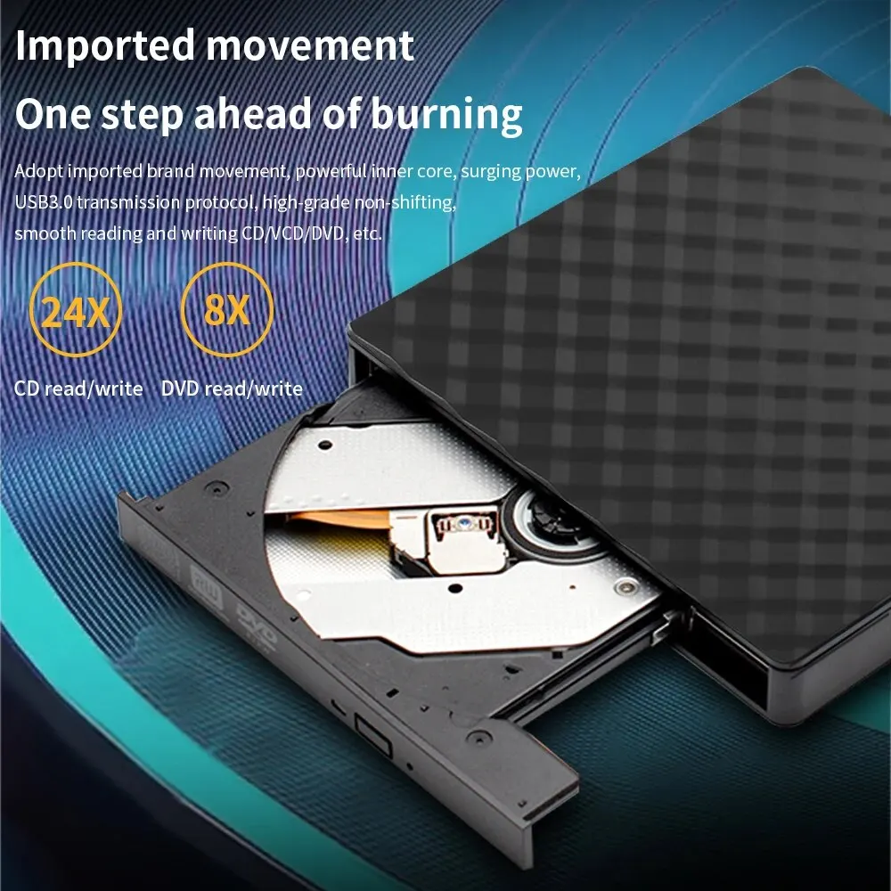 TISHRIC DVD 외장 USB 3.0 리더 팝업 모바일 DVD-RW, C 타입 RW CD 플레이어, 광학 드라이브, 노트북 데스크탑 iMac용
