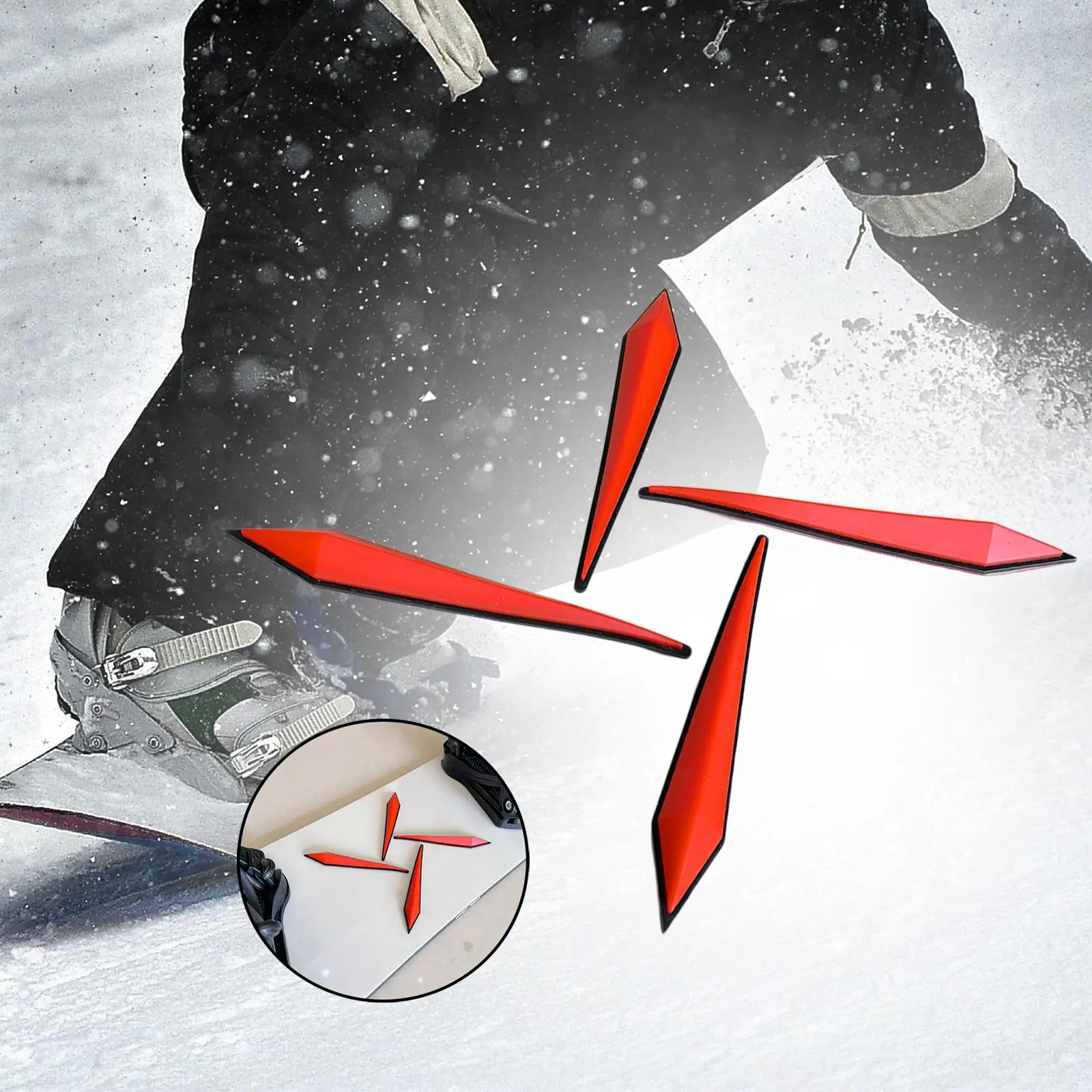 4 Pcs Snowboard Stomp Pads, Snowboard Grip Pad, Anti Skid Ski Decal Snowboard Step Pad Snowboard Traction Stomp Pad 3