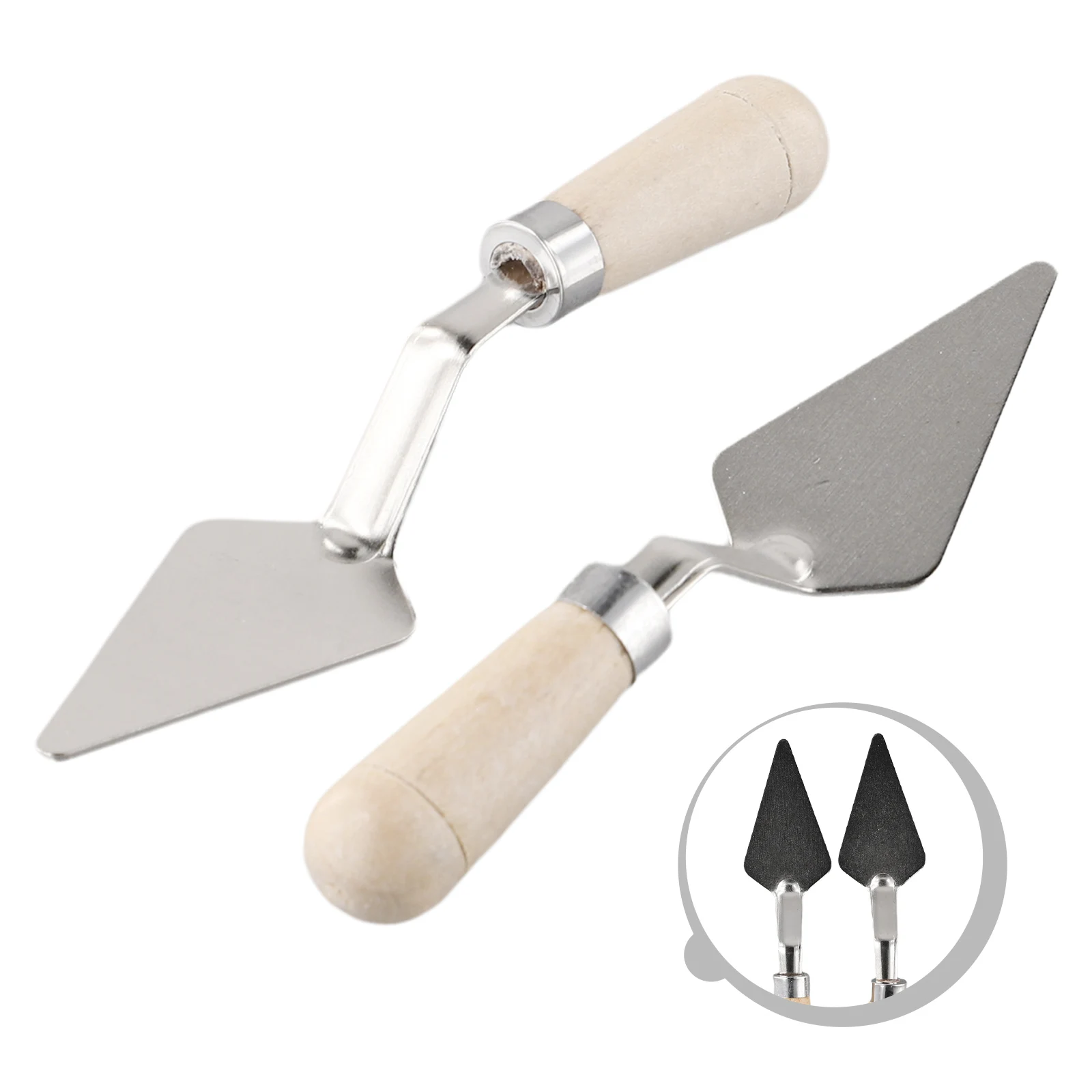 Stainless Steel Oil Painting Knives Artist Crafts Spatula Palette Oil Painting Mixing Scraper Art Tools 2Pcs Set
