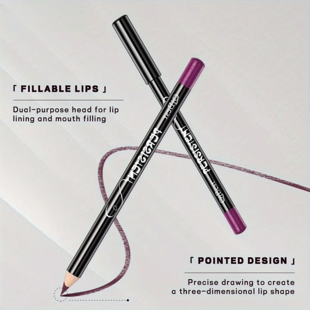 12 Colors Nude Matte Lipstick Pencil Sets Long-lasting Waterproof Lip Pencil High Pigmented Lip Liner Lip Makeup Tools 6