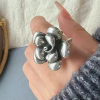 Bagues en argent Sterling 925 pour femmes, ensemble de bagues minimalistes faites à la main, Simple, large lune, bijoux de fête, cadeau pour prévenir les allergies 4