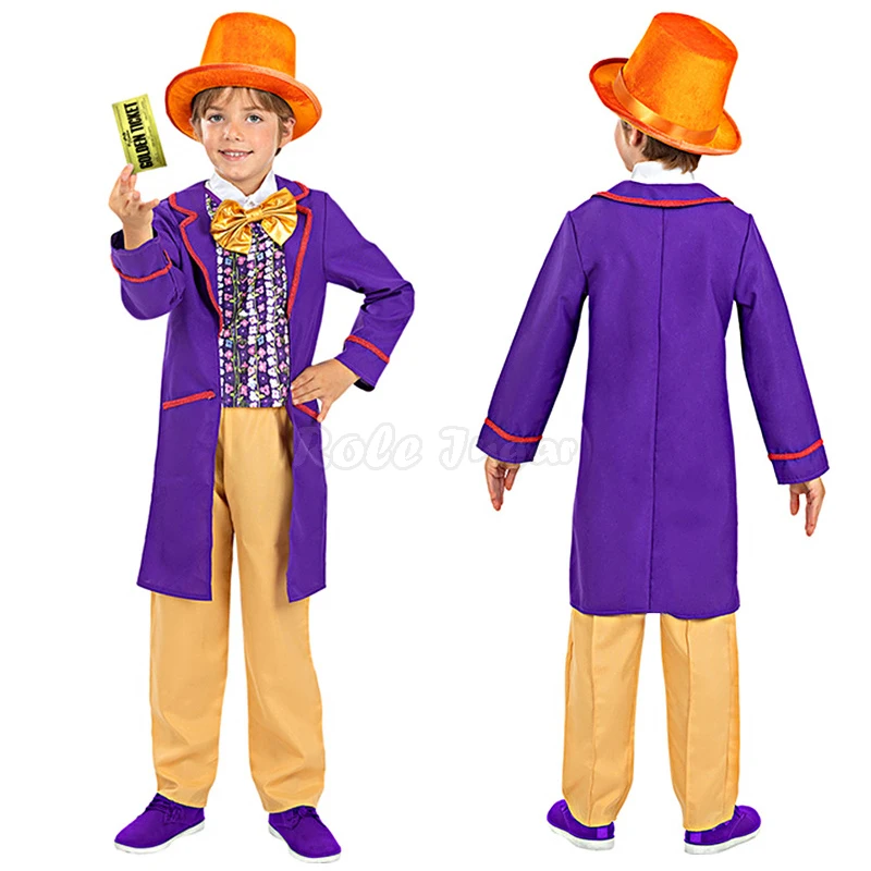 Charlie and the Chocolate Factory Willy Wonka Cosplay Costume Kids Boys — free download