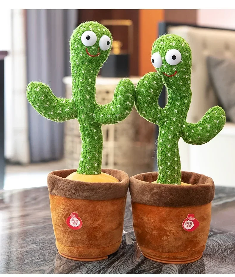 New Dancing Cactus 120 Song Speaker Talking USB Voice Repeat Plush Cactu Dancer Toy Talk Plushie Stuffed Toys For Kids Gift