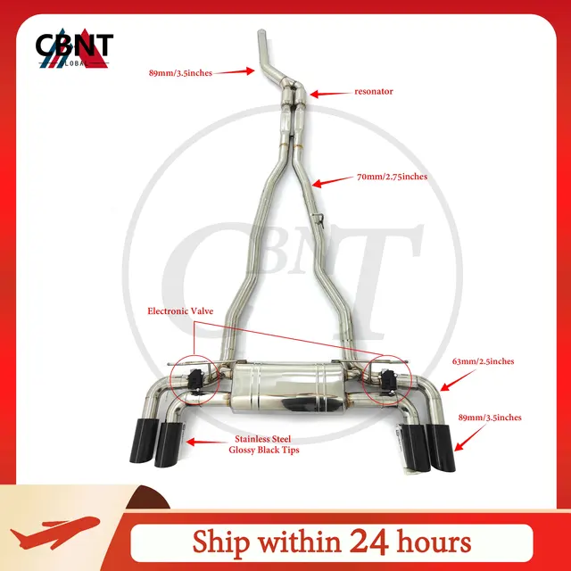 CBNT for BMW 5 Series B58 G30 G31 G38 540i 3.0T Exhaust Catback Pipe Muffler with Valve Tuning SS304 Valved Exhaust-pipe System