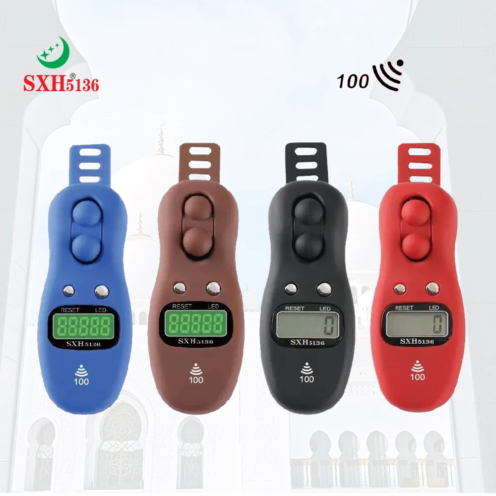 Hand Tally Counter Smart Zikr Ring Electric Ring Rosary Finger Tally Counter Beep Sound Battery Replaceable LED Digital