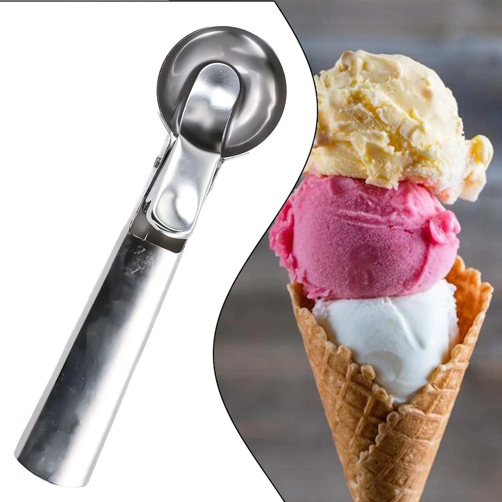Stainless Steel Ice Cream Scoops Ice Cream Stacks Digger Metal Icecream Cookie Scoops Melon Fruit Baller Ball Maker Tool