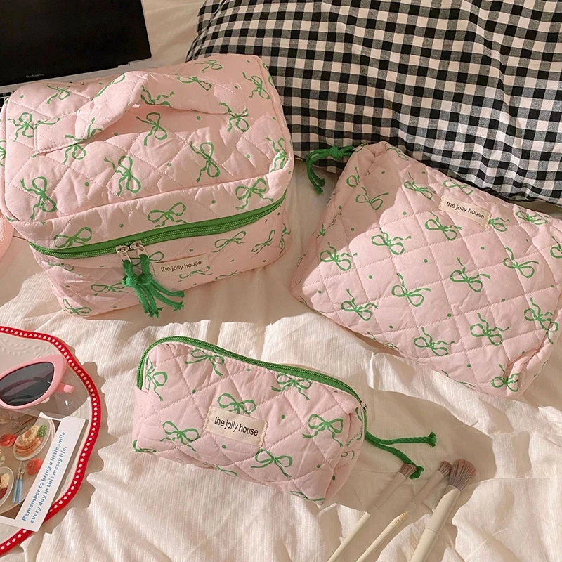 재미있는 활 꽃 프린트 메이크업 가방, 화장품 파우치, 여성용 화장품 가방, 여아용 학교 필통