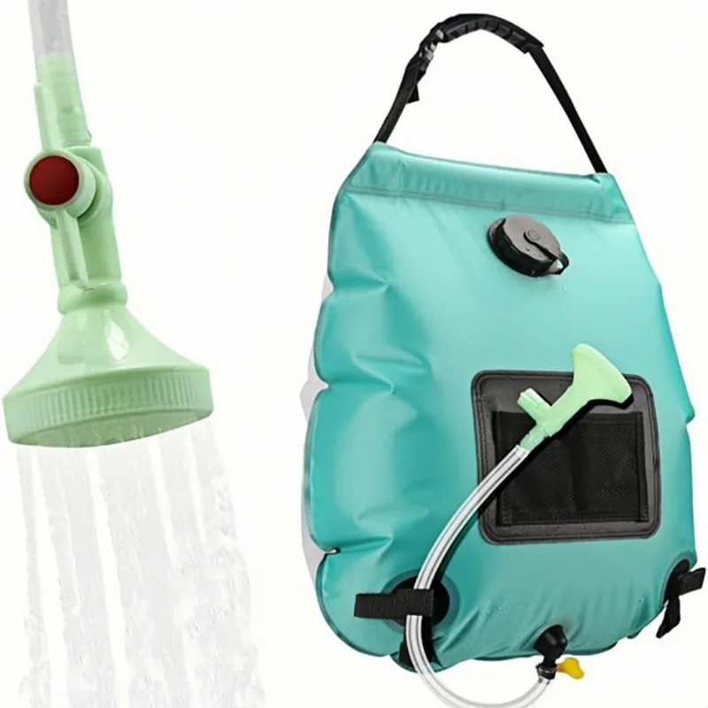 Solar Powered Heating Shower Bag, 20l Camping Shower Bag Movable Hose Switchable Head, Portable Travel